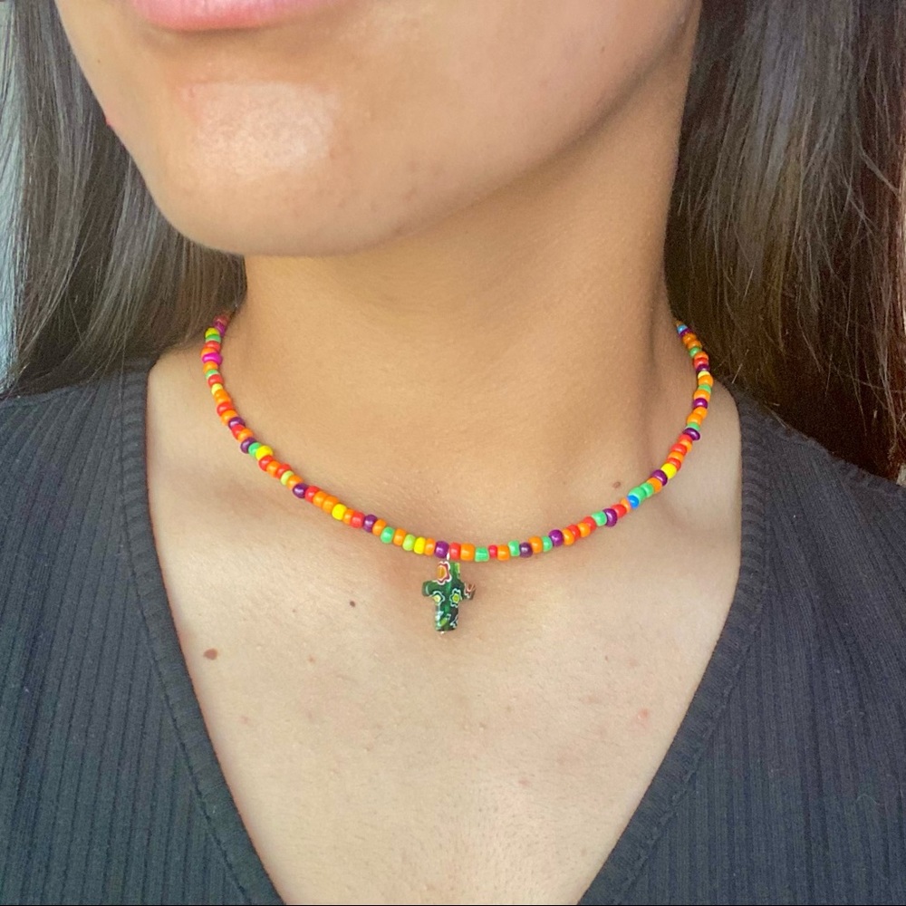 Fun colored assorted cross beaded necklace